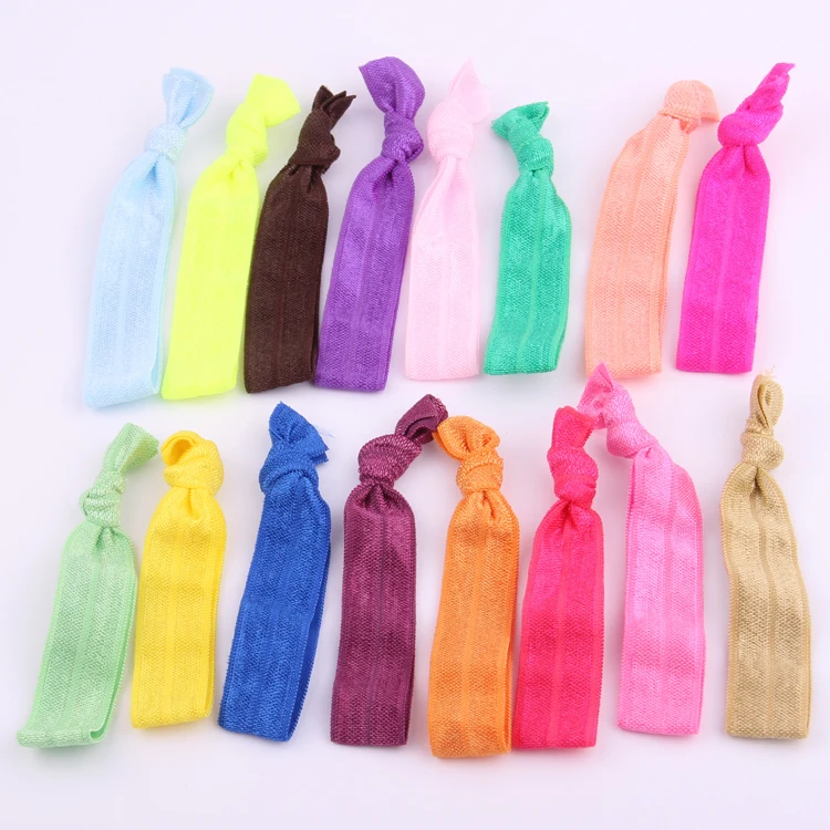 

50pcs/lot Fashion ribbon colors elastic hair bands beautiful fabrics hair rope with knots in 17 colors