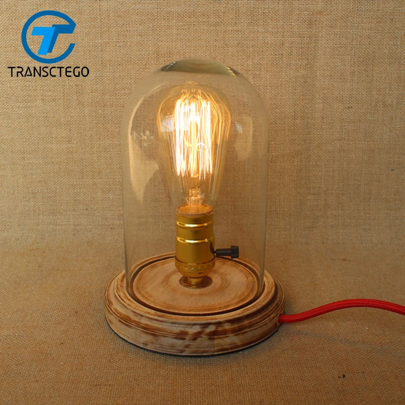 

Retro Style bedroom Vintage wood Desk Lamp wooden decorative Table lamp bedside light