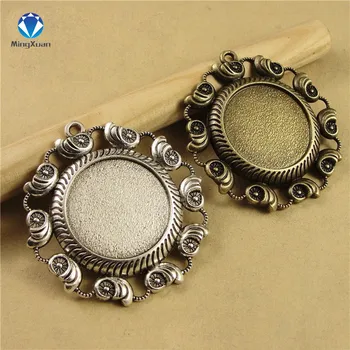 

MINGXUAN 5pcs/lot Inner size 25mm Conch Base Pendant Setting Fit Cabochon Tray DIY Jewelry Findings C791