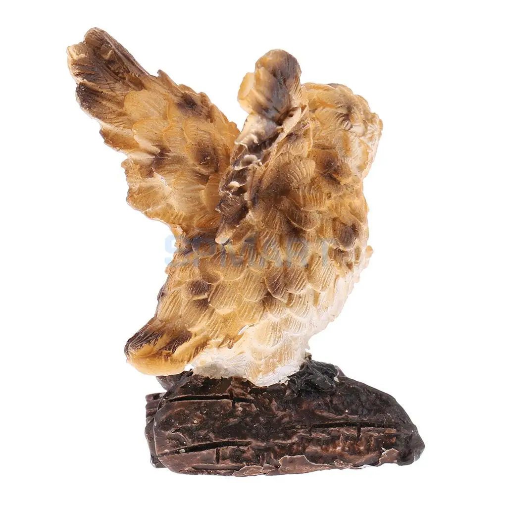 Realistic Miniature Flying Owl Statue Animal Model Sculpture Figurine for Backyard Fairy Garden Room Office Decorative Accessory
