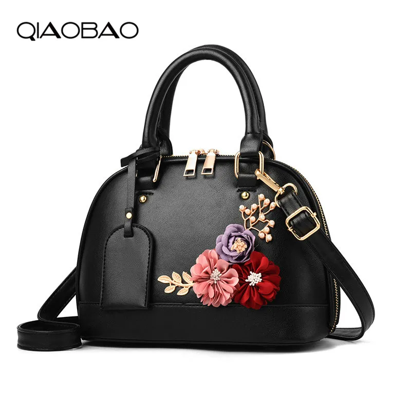 

QIAOBAO 2019 New Summer Flowers Handbags Shell Bags Women's handbags Lady Leather Totes