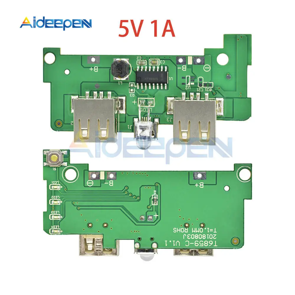 5 в 1А 2А Мобильный Внешний аккумулятор зарядное устройство модуль двойной USB выход повышающий преобразователь Повышающий зарядная плата с индикатором светильник - Цвет: 5V 1A