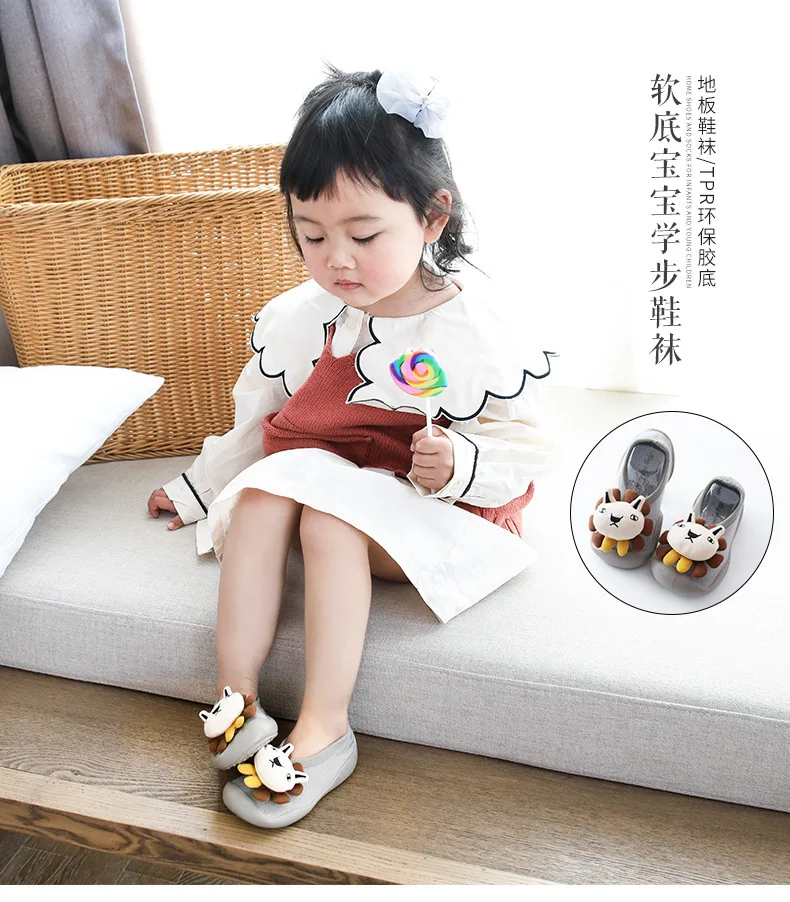 Newborn Boy Girl Anti-slip Socks Baby Anti-skid Soft Socks Baby Socks With Rubber Soles  Toddlers Baby Socks Kids First Walker Warm boy girls First walking slipper Doll head Socks (1)
