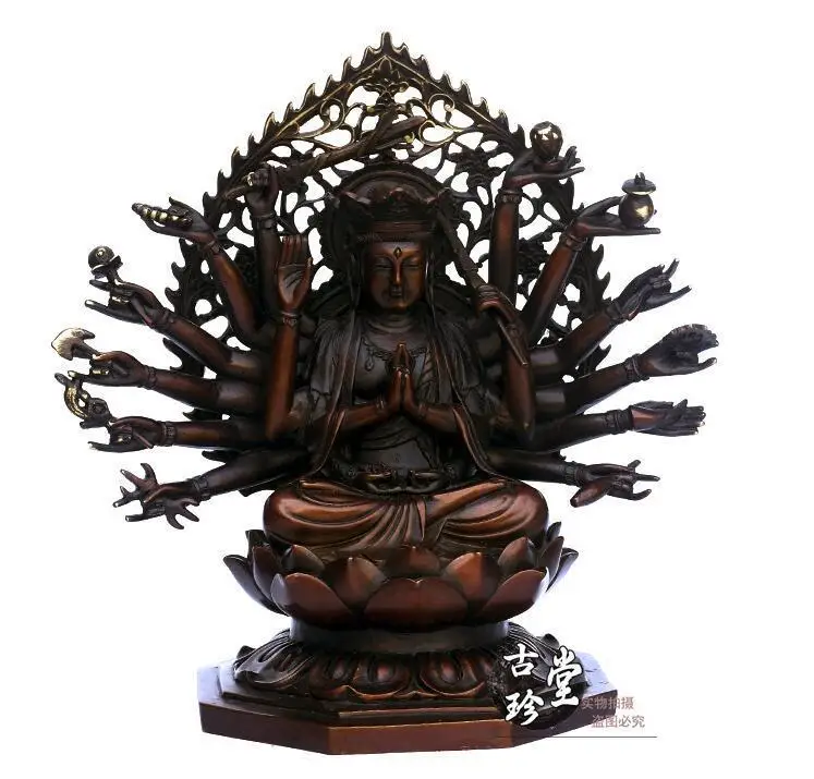 

pure copper carved buddhism Guanyin Thousand-Hand Kwan-yin Avalokitesvara