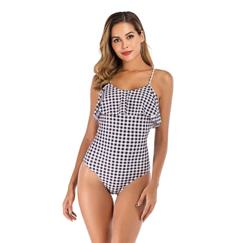 

2019 Swimsuit Women One Piece Monokini Vintage Swimwear Slimming Bodysuit Female Floral Bathing Suit Ruffle Ladies Beach Wear