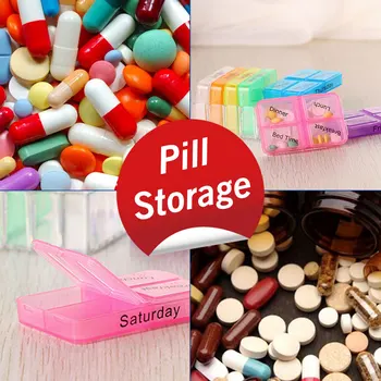 

Plastic 4 compartment separated small pill box 28 grid drawer 7-day pill box with Braille transparent plastic pill storage box