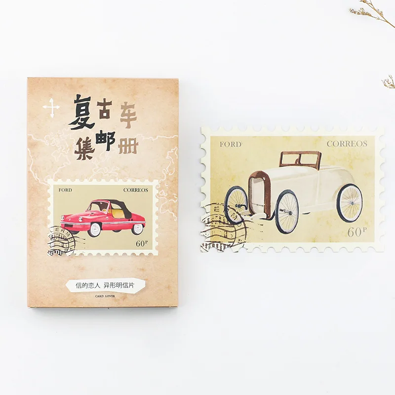 Aspiring 30 Sheets/set Novelty Vintage Car Stamp Postcard /greeting Card/message Card/christmas And New Year Gifts Calendars, Planners & Cards Business Cards