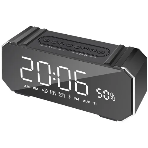 comprar Time Clock Display LCD MP3 Falantes Estéreo Sem Fio Bluetooth Speaker Portátil Subwoofer Soundbox Rádio Apoio TF Cartão USB