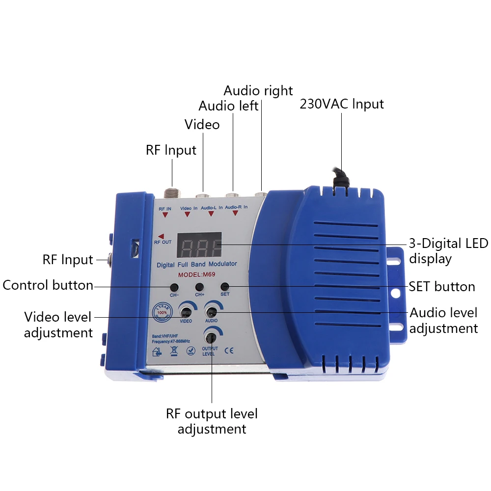 Высокопроизводительный автоматический RF модулятор компактный RF модулятор Аудио Видео ТВ конвертер RHF UHF Усилитель сигнала AC 230 В