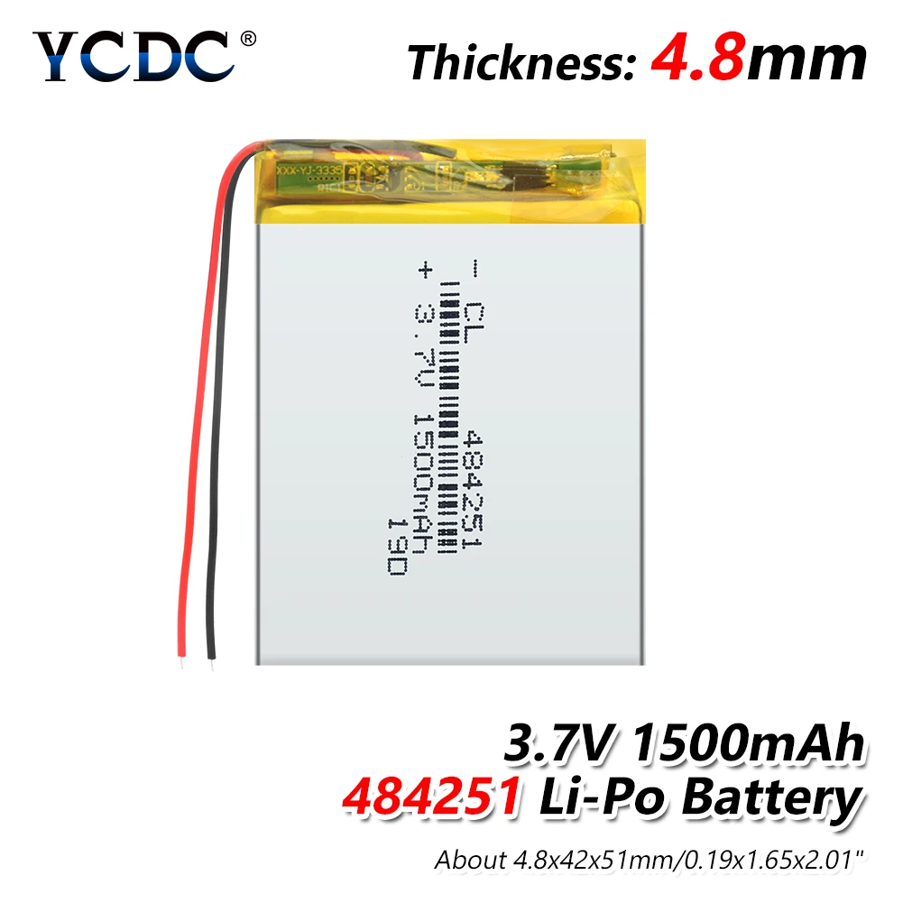Поставка литиевой аккумуляторной батареи 484251 1500 мАч 3 7 в для MP3 MP4 MP5 GPS PSP MID Bluetooth