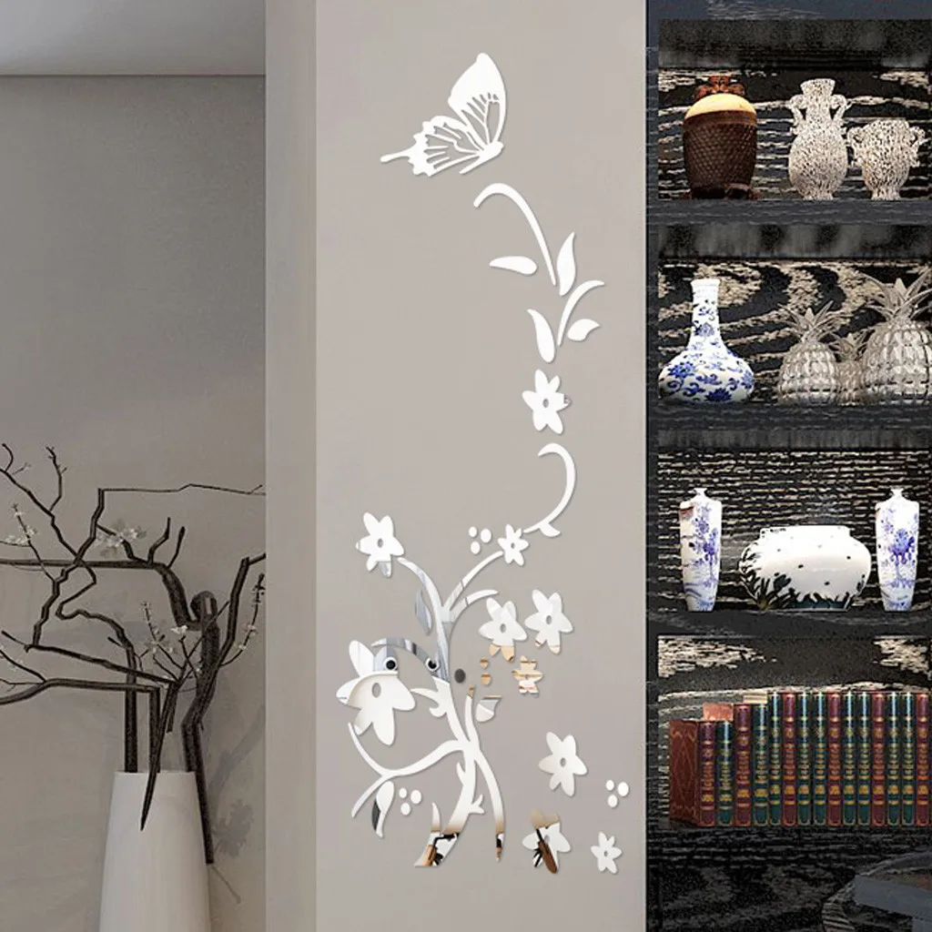 3D DIY Наклейка на стену в форме цветка бабочки декоративная акриловая Современная наклейка s для гостиной спальни настенные наклейки для дома Декор