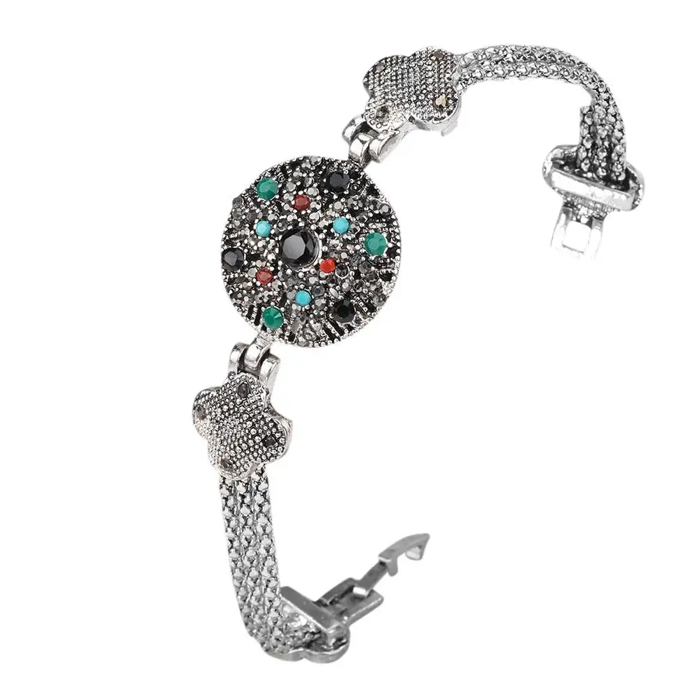 

XIUFEN Women Retro Ethnic-style Rhinestone Bracelet Stylish Hand Chain Ornament