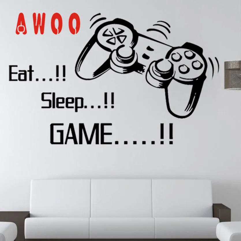 Настенные стикеры 2017 горячие новые Eat Sleep игры настенные наклейки для мальчиков