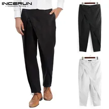 INCERUN модные брюки мужские Свободные Нерегулярные Повседневные костюмы однотонные джоггеры уличные брюки на пуговицах мусульманская одежда мужские брюки