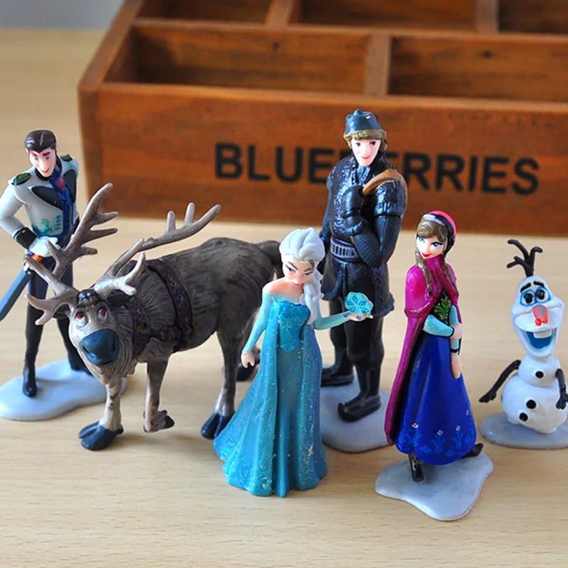 

6pcs/lot Disney Princess Toys Snow Queen Elsa Anna Olaf Sven Kristoff PVC Anime Figure Action Figure Dolls For Kids Gift 6-11cm