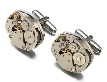 

10pairs/lot Watch Movement Cufflinks Immovable Steampunk Gear Watch Mechanism Cuff Links Mens Relojes Gemelos Jewelry Wholesale