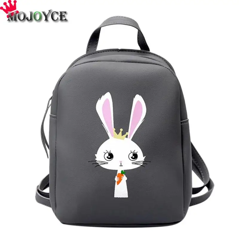

2018 New Cartoon Animal Print Mini Backpack Women PU Leather Travel Girl School Bags Student Panda Rabbit Fox Cats Travel Cute