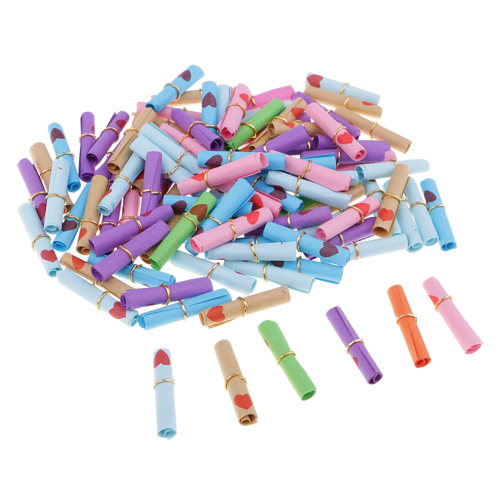 100 Pieces Message Wish Paper Scrolls for Wish Bottle Charms Party Favors Christmas Tree Wish Tree Hanging Decoration DIY Craft