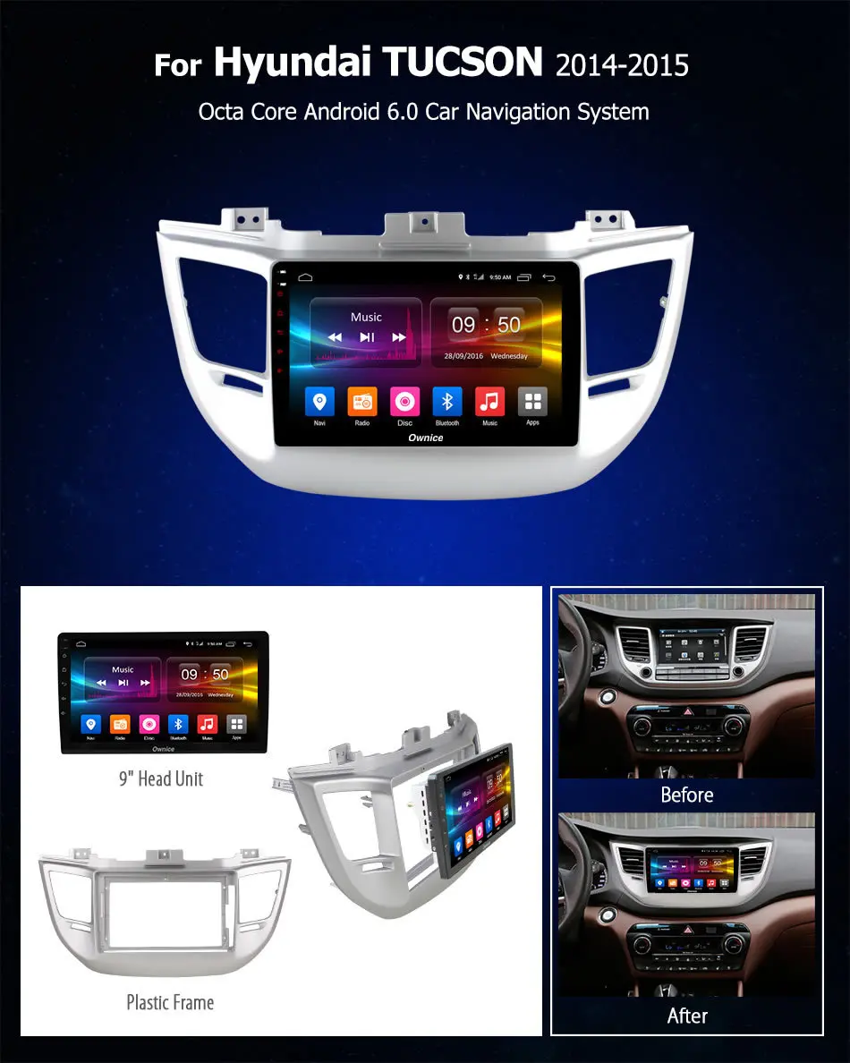 Best Ownice C500+ G10 Eight Core Android 8.1 Car Radio Player GPS DVD Navi for HYUNDAI TUCSON 2014 2015 with 2GB RAM 32GB ROM 4G LTE 2