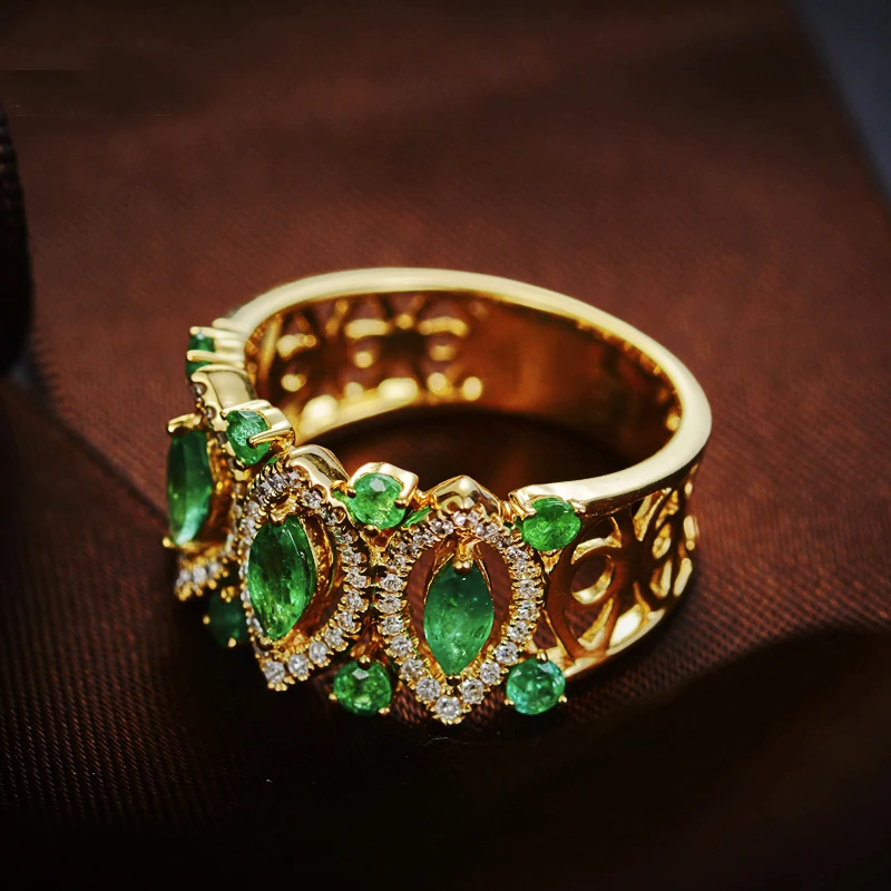 ring emerald women luxury wedding jewelry