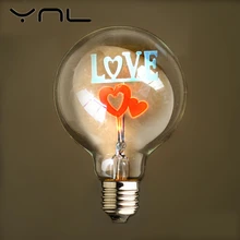 G80 лампа Эдисона E27 220 В Фламинго Рождественские цветы Любовь Роза я люблю тебя Праздничные огни винтажные домашние ретро лампы накаливания