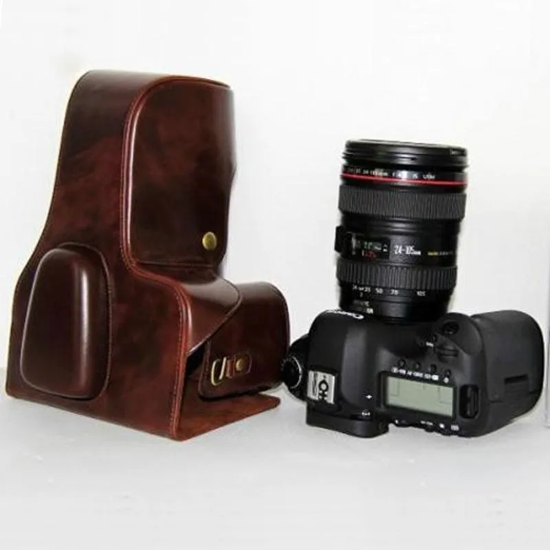 Винтажный чехол для камеры из искусственной кожи для Nikon D5100 D5200 D5300 18-55 мм 18-105 мм Сумка для объектива камеры кофе, черный, коричневый - Цвет: Coffee