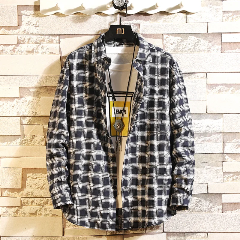 

Plaid Shirts Men Checkered Shirt Brand 2019 New Fashion Button Long Sleeve Casual Shirts Plus Size Drop Shipping 6501