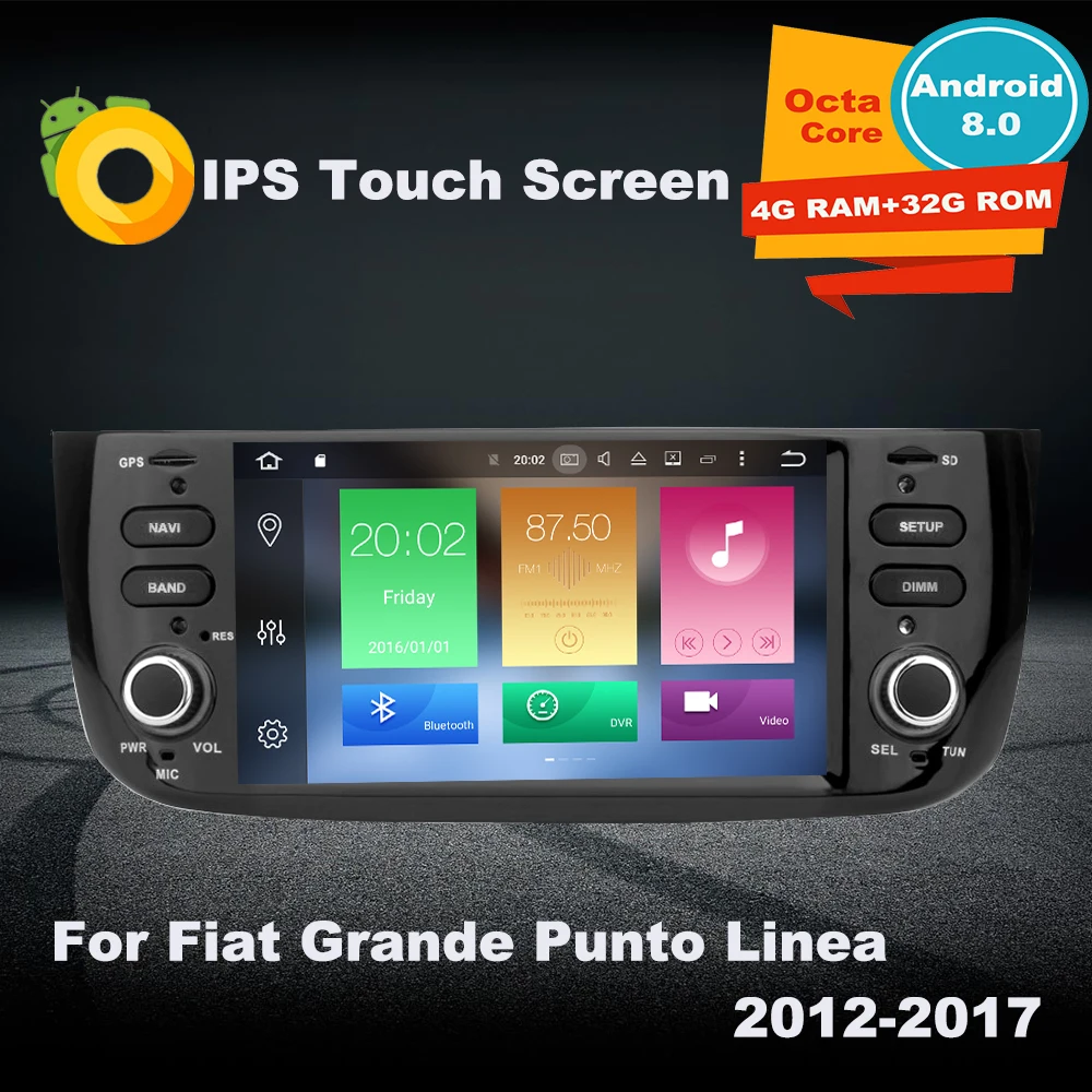 

32GROM 1din android 8.0 Car Radio automotive GPS Navi multimedia Player For Fiat Grande Punto Linea 2012-2017 4D RAM Auto Stereo