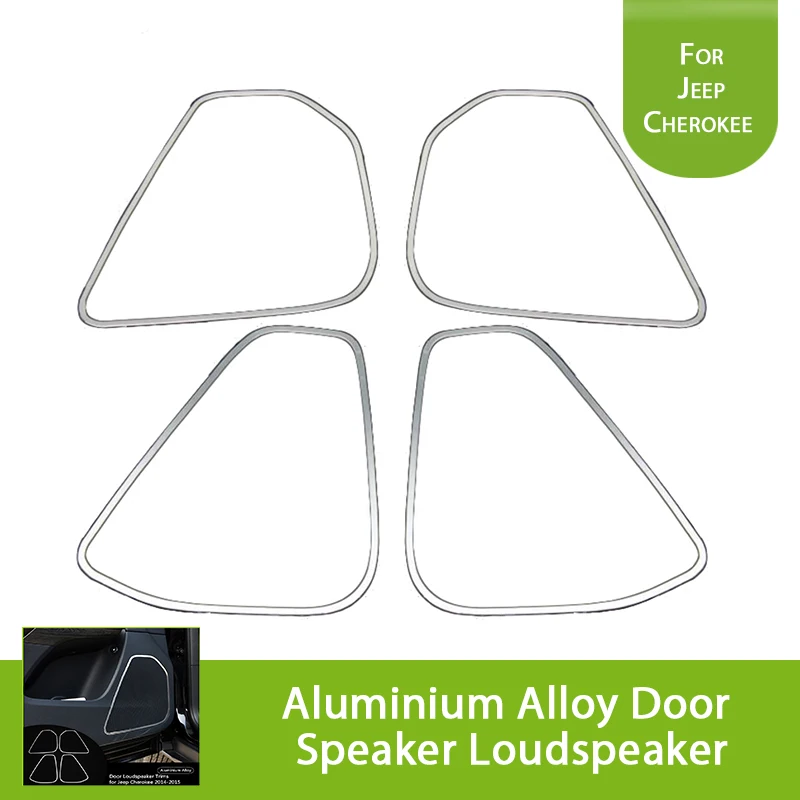 4PCS Interior Parts Chrome Aluminium Alloy Door Speaker Loudspeaker for Jeep Cherokee 2014-2015 4PCS Interior Parts Chrome Aluminium Alloy Door Speaker Loudspeaker for Jeep Cherokee 2014-2015