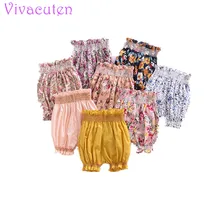 Летние шорты с цветочным рисунком трусики с оборками на подгузники, шаровары для маленьких девочек, хлопковые трусики шаровары, 8 цветов, летняя одежда для маленьких девочек