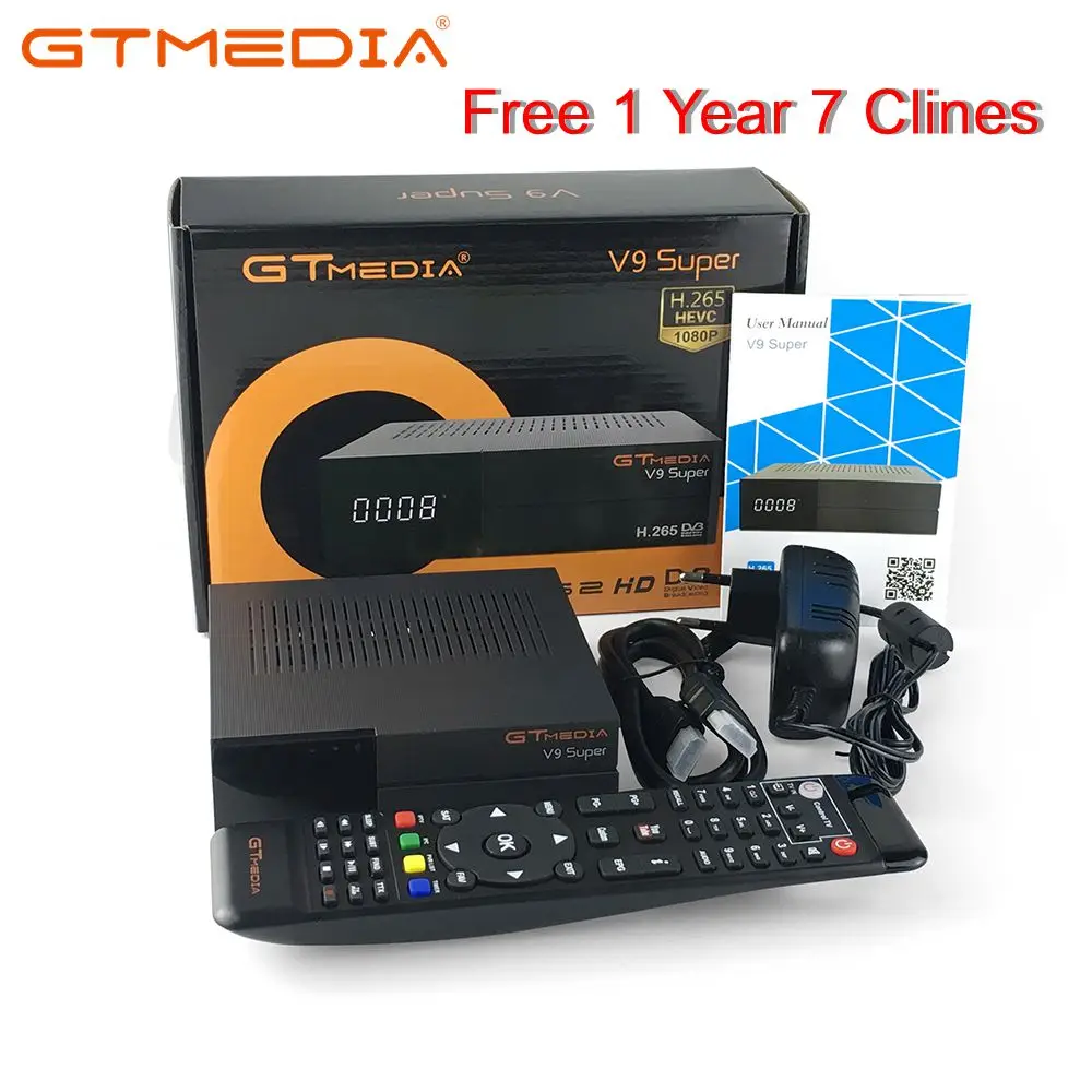 

GTMedia V9 Super Satellite Receiver Bult-in WiFi with 1 Year Spain Europe Cccam Cline Full HD DVB-S2/S Freesat V9 Super Receptor