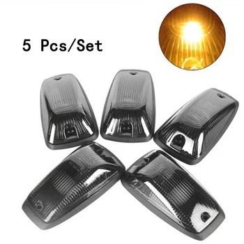 

Black Smoked Lens Amber Yellow Connector For SUV/Truck/RV/Van/Jeep Cab Roof Running Marker Lamp 5pcs/set 12V 10W