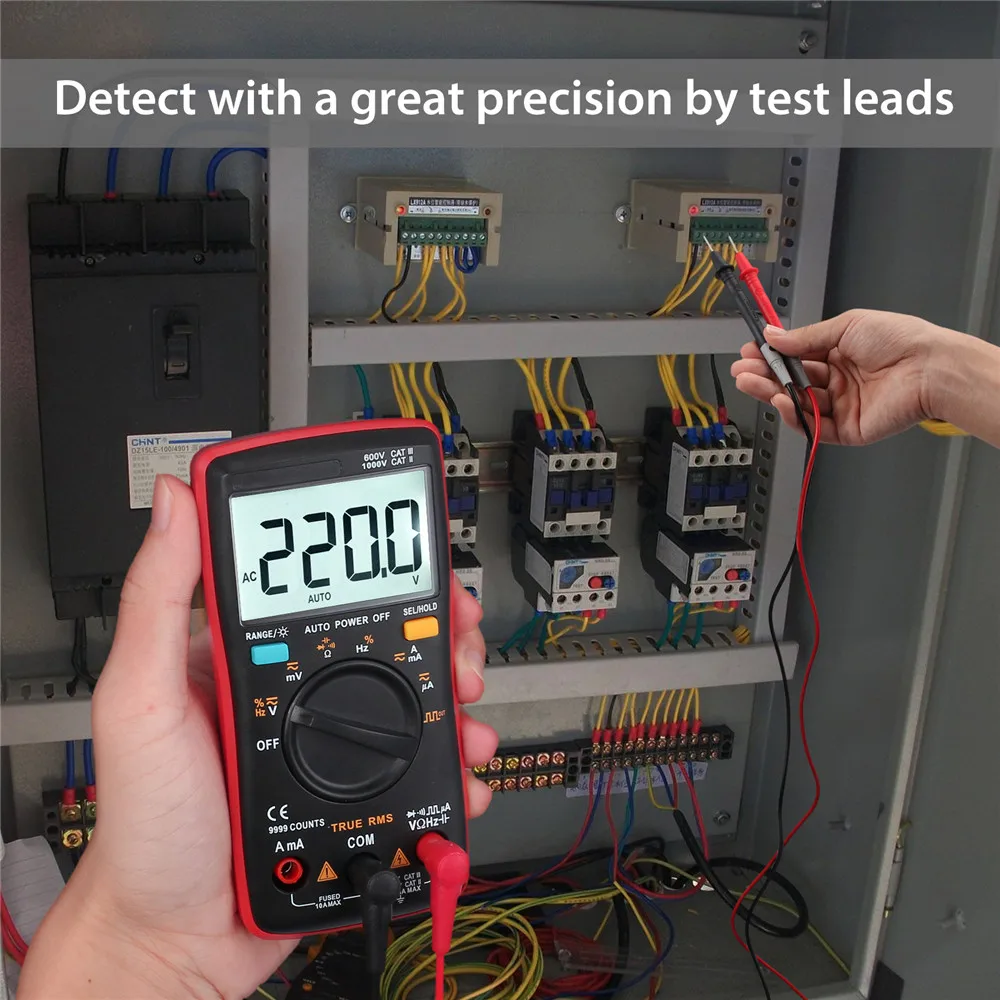 Proster CAT III 600 В Цифровой мультиметр 9999 отсчетов + Тесты приводит 10A Banana Plug кабель