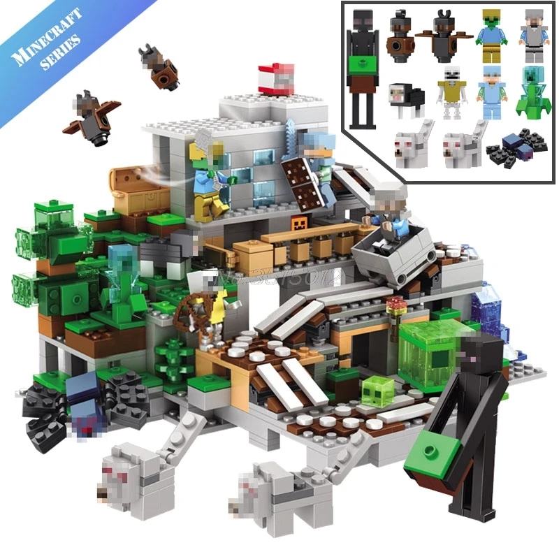 Mailackers Jx Minecraft My World Legoing Figures Enderman Mountain Cave Mine Car Legoing Minecrafte Blocks Toy For Children Blocks Aliexpress