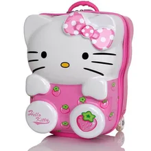 13,18 дюймов, студенческий Рюкзак hello kitty, чемодан на колесиках для детей, Детский багаж на колесиках для девочек