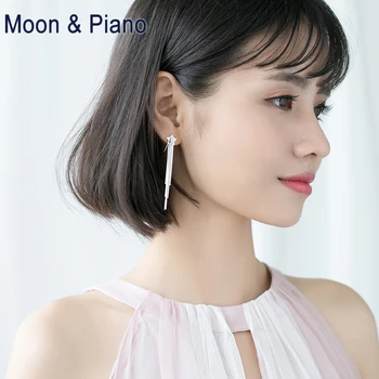 

S925 Silver Earrings Long Eardrop Irregular Tassel Pentagram Star Lady Sweet Temperament Korean Earrings Exquisite Jewelry Gift