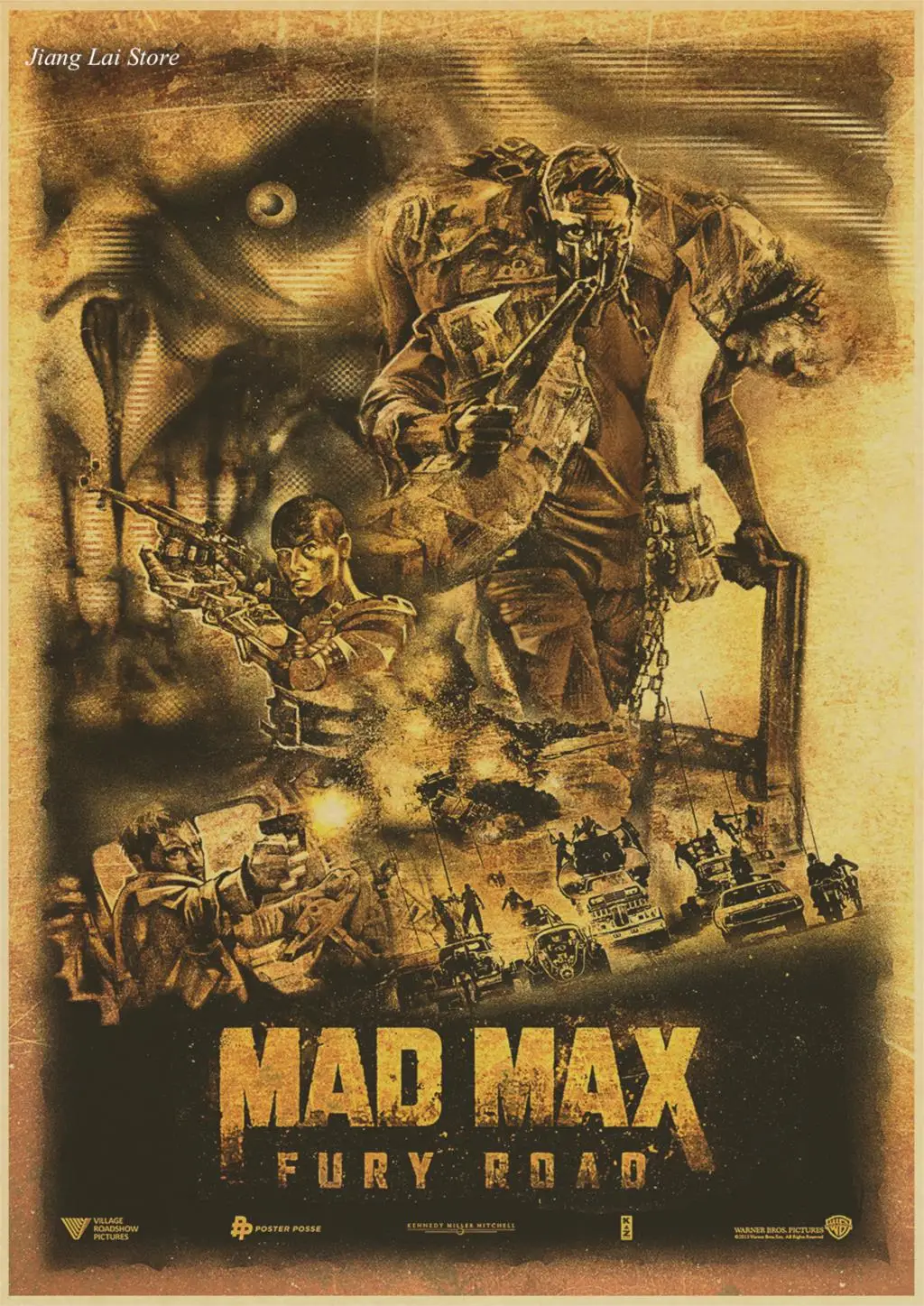 Винтажный постер Mad max Дорога ярости Том Харди Charlize Терон постер фильма плакат ретро Стикеры из крафтовой бумаги Ретро плакат