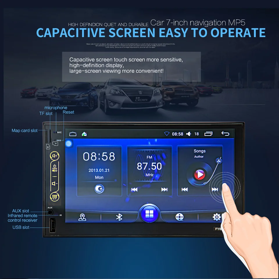 AOSHIKE gps 2 Din Автомобильный мультимедийный плеер 7 ''HD Автомобильный MP5 плеер Bluetooth wifi четырехъядерный Android 6,0 FM MP4