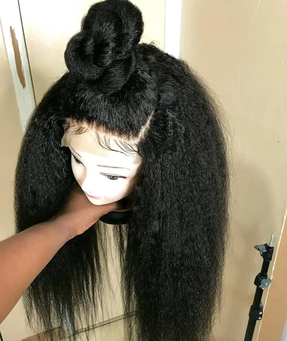 13*4 кудрявые прямые кружевные передние человеческие волосы парики с детскими волосами предварительно выщипанные волосы remy бесклеевые человеческие волосы парик Yaki для черной женщины
