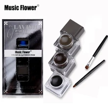 Бренд Music Flower 3 шт \ Лот подводка-гель для глаз и крем для бровей мерцающий матовый водостойкий макияж глаз черный коричневый косметика для подводки глаз набор