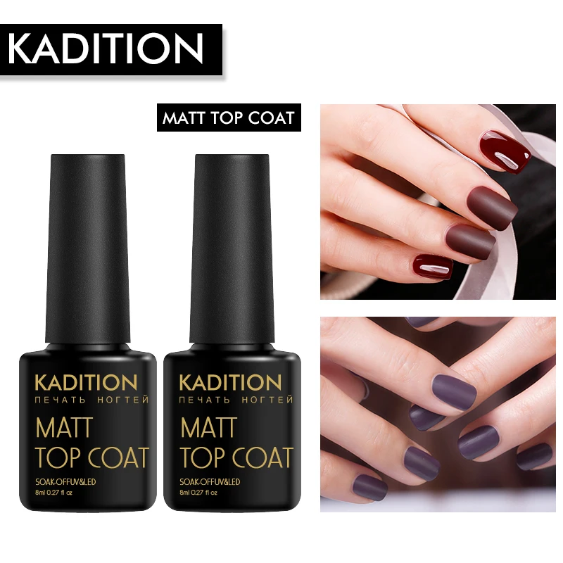 

KADITION New 8ml Matte Foundation Gel Polish Soak Off UV LED Top Coat and Base Nail Polish Vernis Permanent Gel Varnish Matt Top