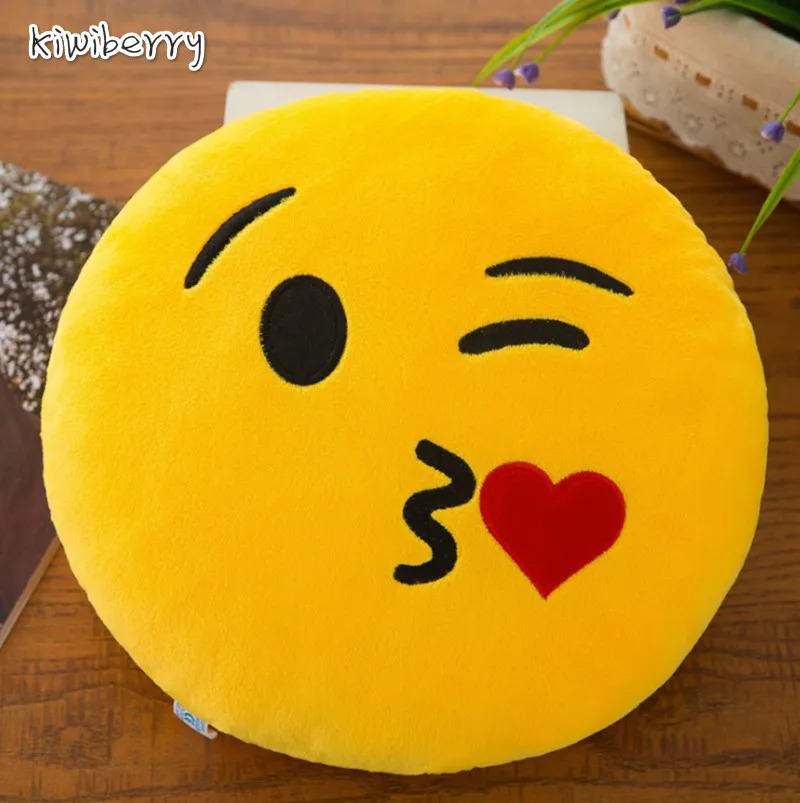 New Smiley Face Qq Emoji Pillows Soft Plush Emoticon Round Cushion Home Decor Cute Cartoon Toy Doll Decorative Throw Pillows 26