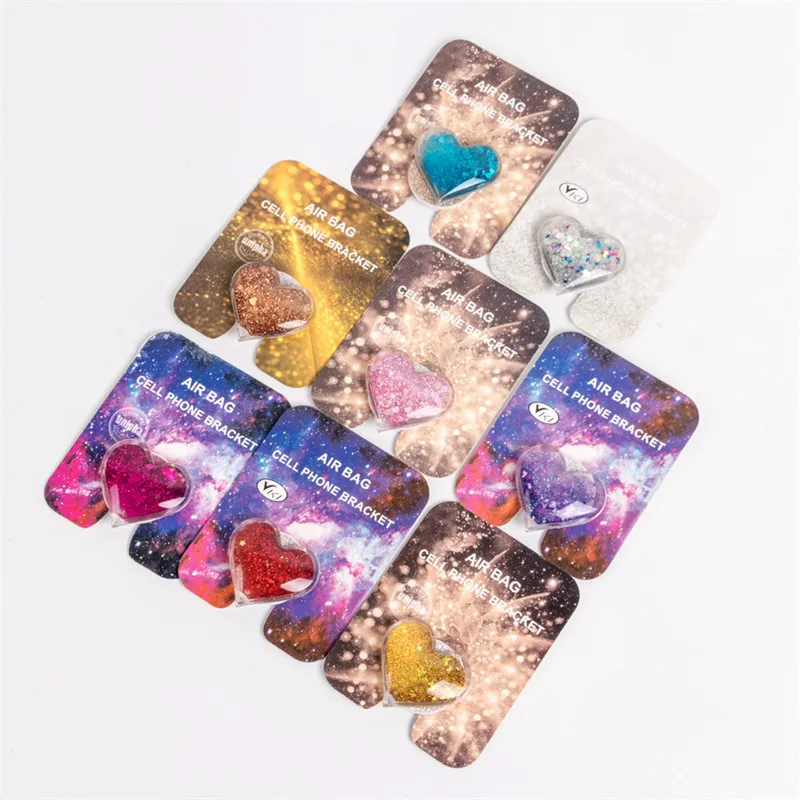 New Love Quicksand Holder Phone Stand Universal Finger Ring Holder Grip Holder Expanding Stand Phone Bracket For Samsung iPhone