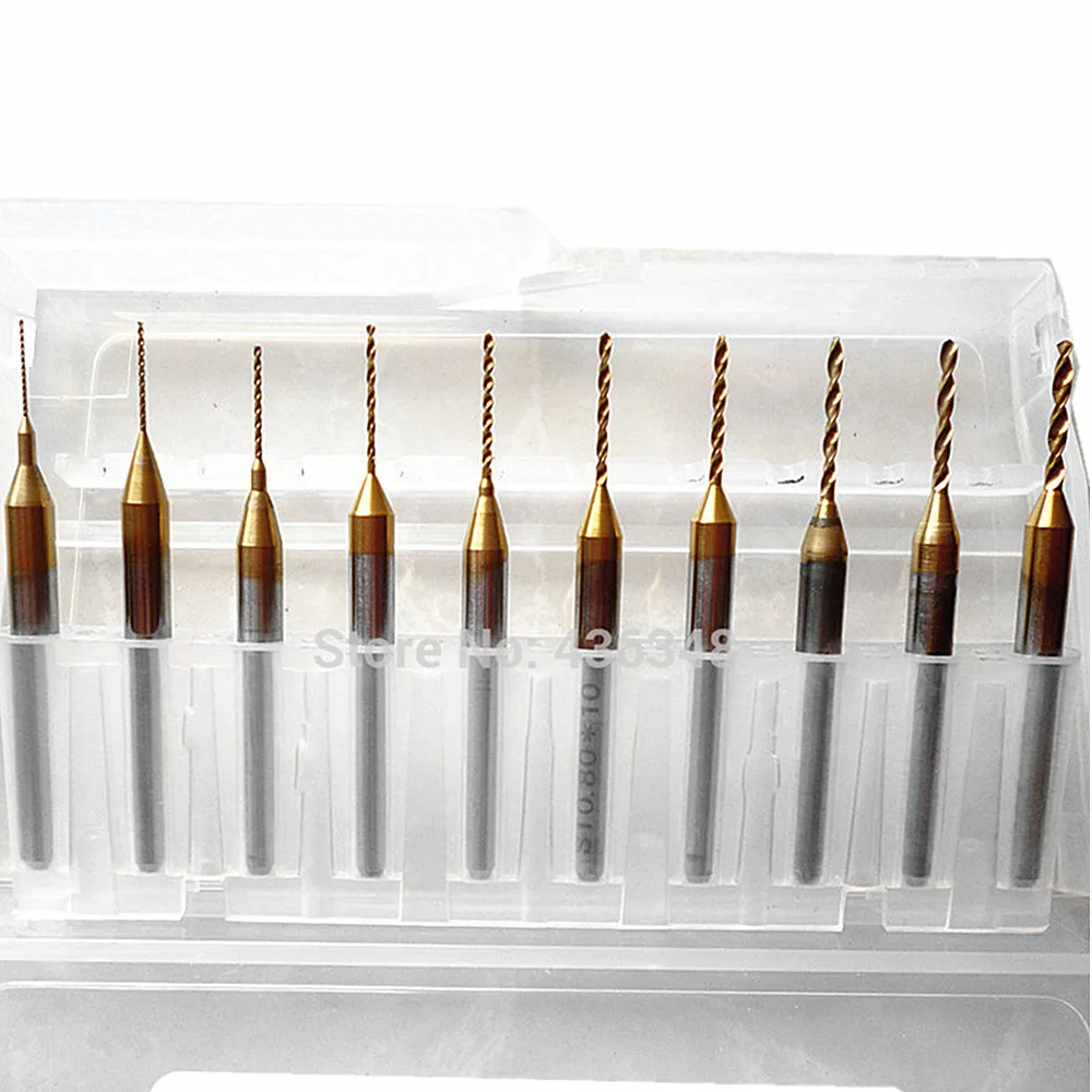 10pcs Cnc Carbide Coated Pcb Drill Bits 0.3 1.2mm Carbide Micro Drill