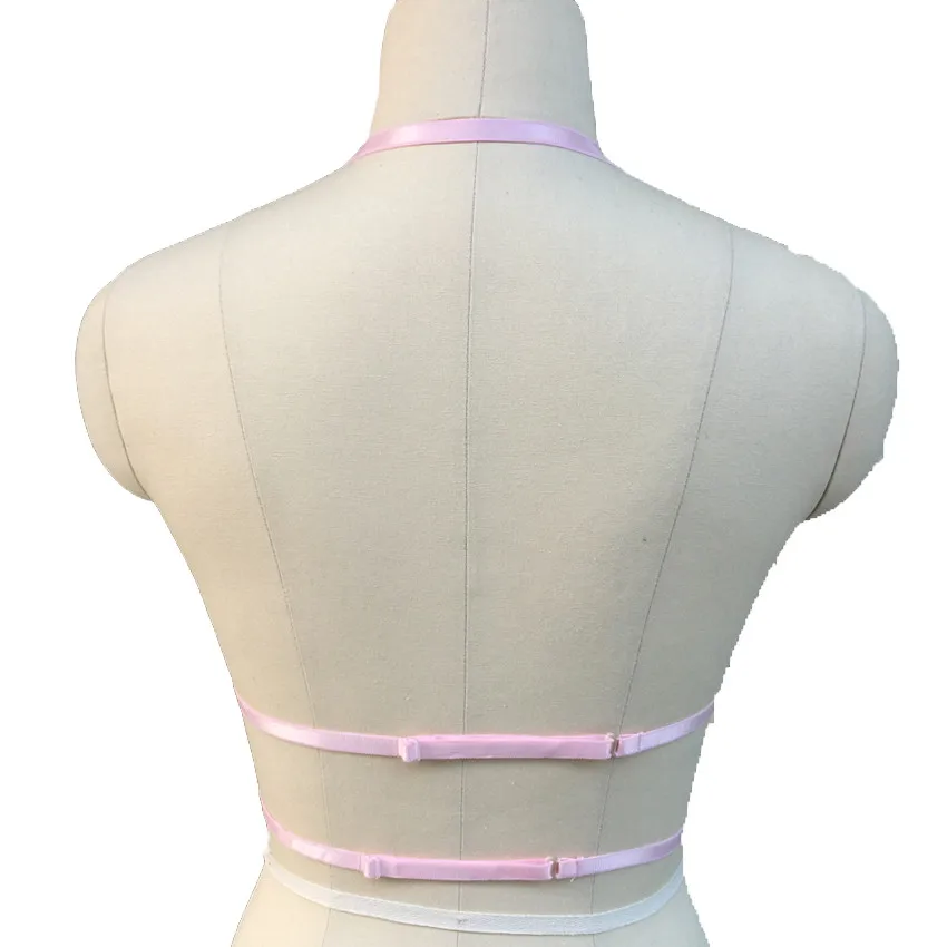 Новое бледно-розовое сексуальное женское белье Wonen body портупея, Пастельная готика Харадзюку бандаж жгут можно регулировать ремни клетка бюстгальтер
