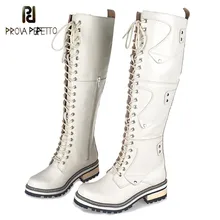 Prova Perfetto; английский консервативный стиль; зимние сапоги с добавлением шерсти; теплые женские сапоги до колена с круглым носком; элегантная одежда; Сапоги В рыцарском стиле