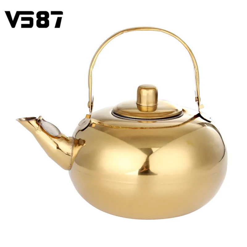 

Stainless Steel Tea Pot Kettle Removable Tea Infuser Filter Coffee Tea Tools Kitchen Camping Teaware Set 14/16/18/20cm Golden