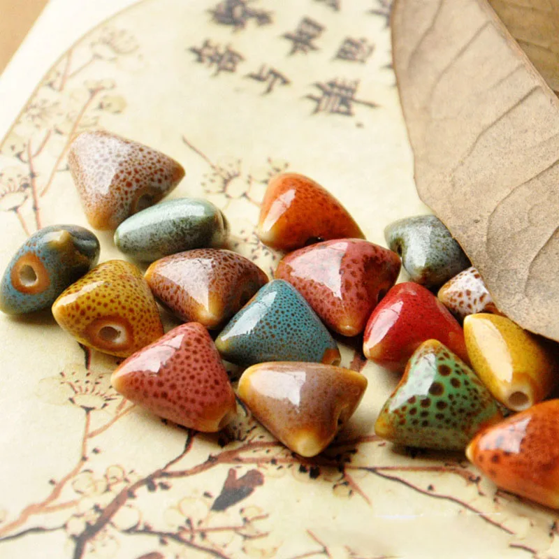 

14mm Triangle Ceramic Beads Diy Loose Bead Porcelain Handmade Charms Bracelet Material Accessories For Jewelry Women Men Fashion