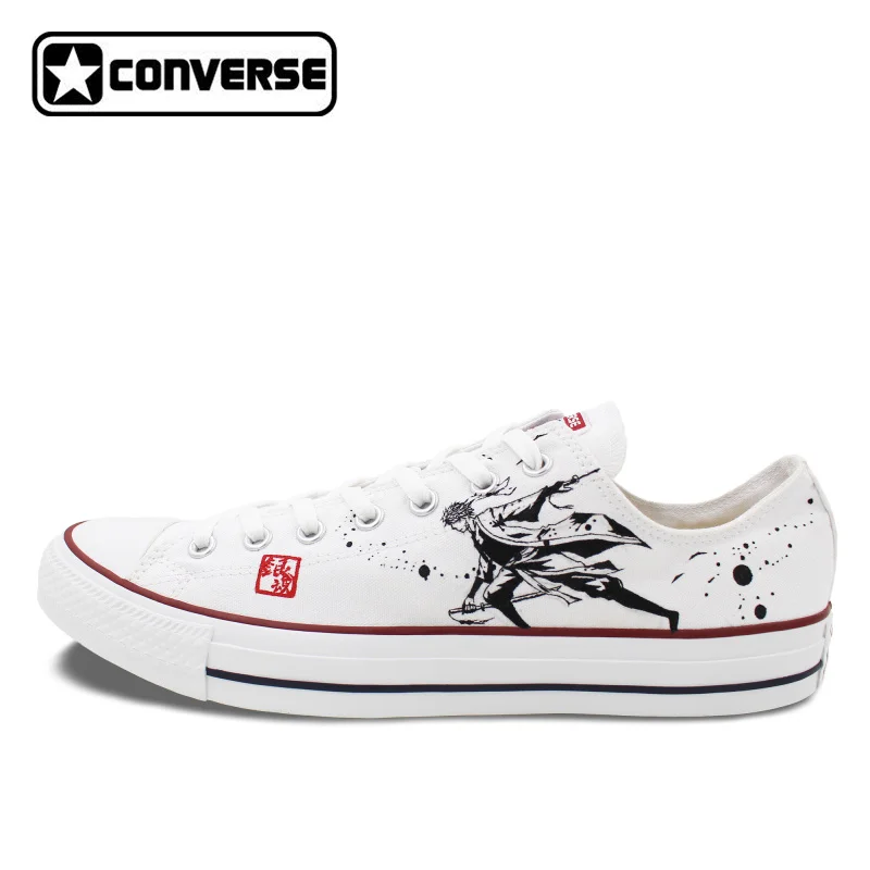 Converse font b Men b font font b Shoes b font Anime Gintama Hand Painted Canvas