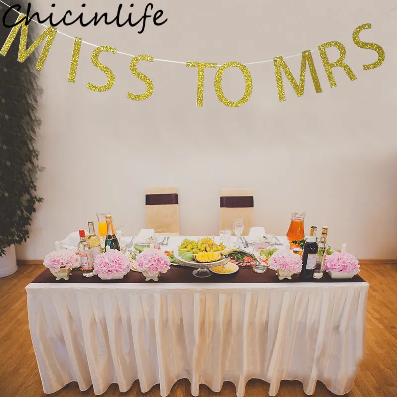 Chicinlife 1Set Gold Miss To Mrs Bunting Banner Engagement/Bachelorette